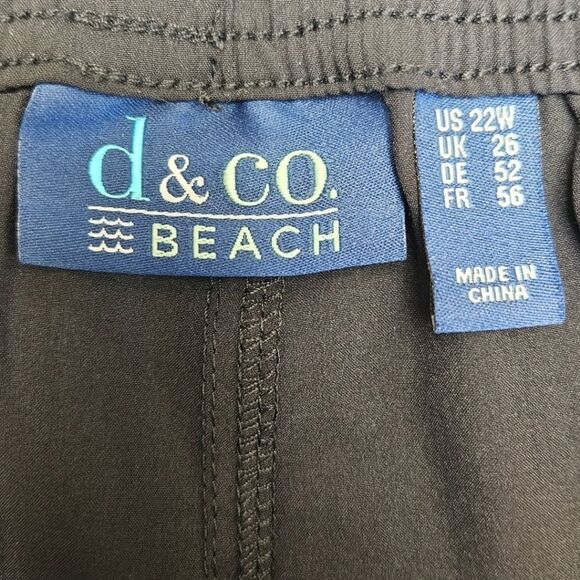 D&CO BEACH Shorts Plus Size Black High Rise Silky Dress Shorts Size 22W - Picture 9 of 13